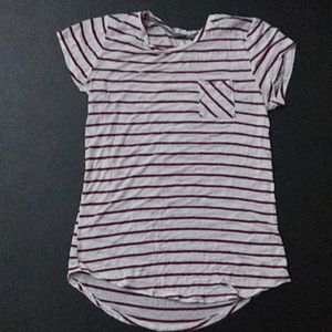 White and maroon striped shirt